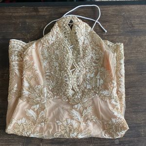 Champagne Dress w/ Floral Details